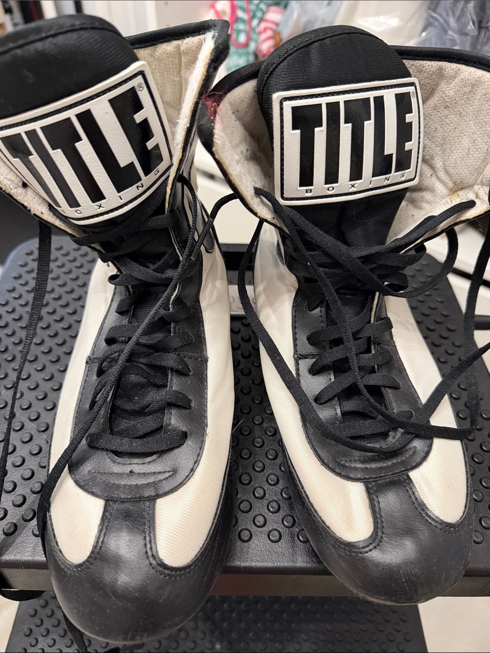 Title Boxing Kids High-Top Sneakers in Black & White